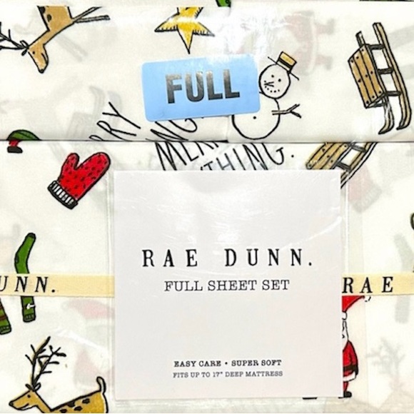 Rae Dunn Christmas Sheets FULL Size SUPER SOFT - Santa , Snowman , Reindeer NWT - Picture 2 of 5